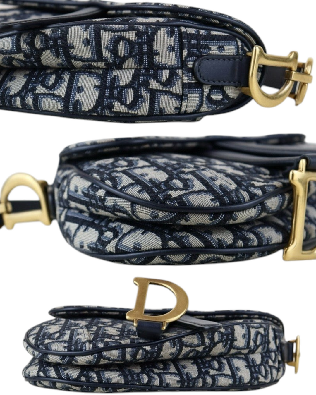 Blue Dior Oblique Jacquard Small Saddle Bag with Shoulder Strap