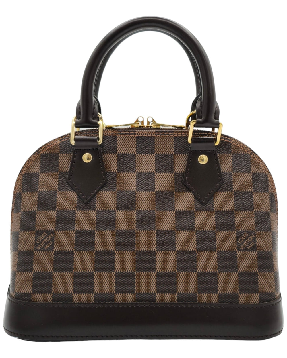 Louis Vuitton Alma BB Damier Ebene Louis VuittonAlma BB Damier EbeneLouis Vuitton LV Alma BB Damier Ebene canvas brown hand bag with gold hardware close upForgotten Luxuries Forgotten Luxuries